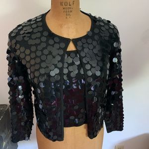 Black knit large sequin sweater set M/L Petite Vin